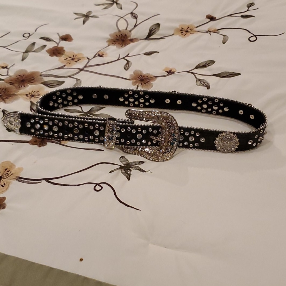 Rhinestone black belt